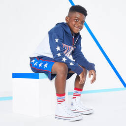 Converse-Boys Blue Logo Shorts | Childrensalon Outlet