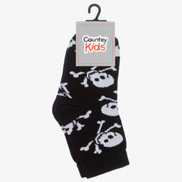 كونتري كيدز-Boys Black Cotton Pirate Socks | Childrensalon Outlet