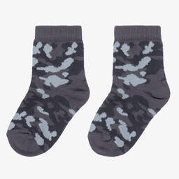 كونتري كيدز-Boys Grey Cotton Camouflage Socks | Childrensalon Outlet