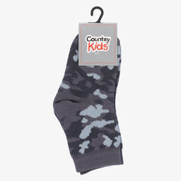 كونتري كيدز-Boys Grey Cotton Camouflage Socks | Childrensalon Outlet