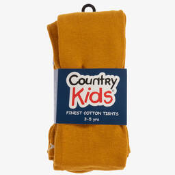 Country Kids-Girls Amber Yellow Cotton Knitted Tights | Childrensalon Outlet