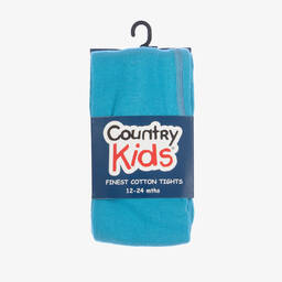 Country Kids-Girls Blue Cotton Knitted Tights | Childrensalon Outlet