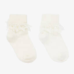 كونتري كيدز-Girls Ivory Cotton Socks | Childrensalon Outlet