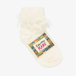 كونتري كيدز-Girls Ivory Cotton Socks | Childrensalon Outlet