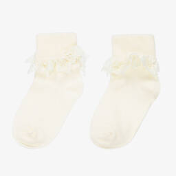 كونتري كيدز-Girls Ivory Cotton Socks | Childrensalon Outlet