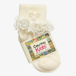 Country Kids-جوارب قطن ودانتيل لون عاجي للبنات | Childrensalon Outlet