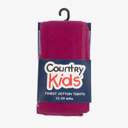 Country Kids-Girls Magenta Pink Cotton Knitted Tights | Childrensalon Outlet