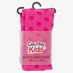 Country Kids-Girls Pink Cotton Knit Dot Tights | Childrensalon Outlet