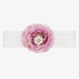 Cute Cute-White Lace & Rose Headband | Childrensalon Outlet
