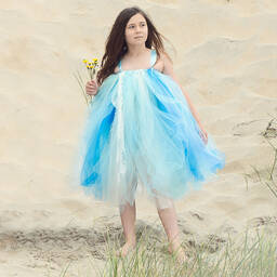 داينتي ديزي-فستان تول و ساتان لون أزرق | Childrensalon Outlet