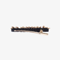 David Charles-Black Floral Hair Clip (9cm) | Childrensalon Outlet
