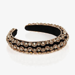 David Charles-Черный ободок с золотистыми кристаллами | Childrensalon Outlet