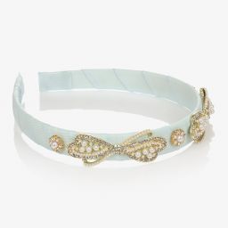David Charles-Голубой ободок с жемчужными бантиками | Childrensalon Outlet