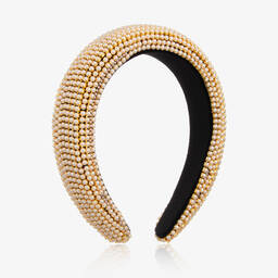David Charles-Girls Black Padded Pearl Hairband | Childrensalon Outlet