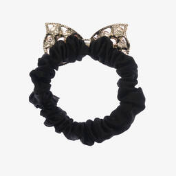 David Charles-Черная резинка для волос с бантом из розовых кристаллов | Childrensalon Outlet