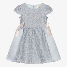 David Charles-Голубое платье из парчи для девочек | Childrensalon Outlet