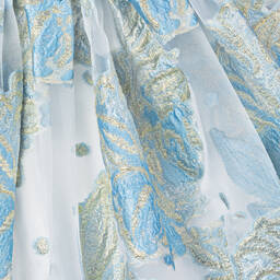 David Charles-Girls Blue Floral Organza Dress | Childrensalon Outlet