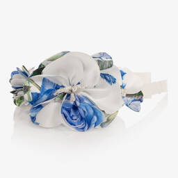 David Charles-Girls Blue Floral Print Hairband | Childrensalon Outlet