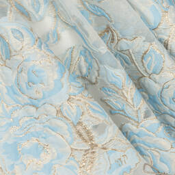 David Charles-Girls Blue & Gold Floral Brocade Dress | Childrensalon Outlet