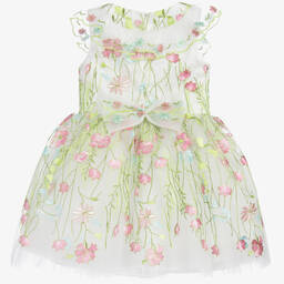 David Charles-Girls Embroidered Flower Dress | Childrensalon Outlet