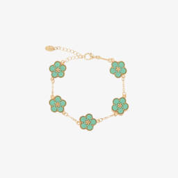 David Charles-Girls Emerald Blossom Gold Bracelet | Childrensalon Outlet
