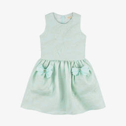 David Charles-Girls Emerald Shimmer Bow Dress | Childrensalon Outlet