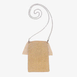 David Charles-Girls Gold Diamantés Phone Bag (17cm) | Childrensalon Outlet