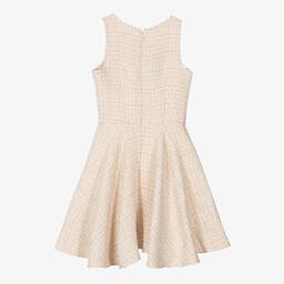 David Charles-Girls Gold Sleeveless Tweed Dress | Childrensalon Outlet