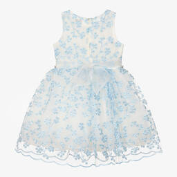 David Charles-Кремово-голубое платье с вышитыми цветами | Childrensalon Outlet