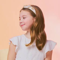 David Charles-Girls Ivory Diamanté Hairband | Childrensalon Outlet