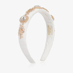 David Charles-Girls Ivory Diamanté Hairband | Childrensalon Outlet