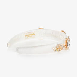 David Charles-Girls Ivory Diamanté Hairband | Childrensalon Outlet