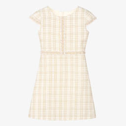  ديفيد تشارلز-فستان تويد لون عاجي وذهبي | Childrensalon Outlet