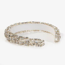 David Charles-Girls Ivory Padded Diamanté Hairband | Childrensalon Outlet