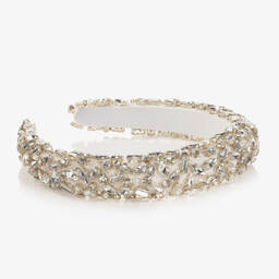 David Charles-Girls Ivory Padded Diamanté Hairband | Childrensalon Outlet