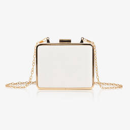 David Charles-Girls Ivory Satin Pearl Handbag (12cm) | Childrensalon Outlet