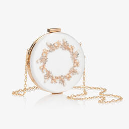 David Charles-Кремовая круглая сумочка из атласа (12см) | Childrensalon Outlet