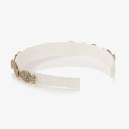 David Charles-Girls Ivory & Silver Crystals Hairband | Childrensalon Outlet