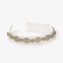David Charles-Girls Ivory & Silver Crystals Hairband | Childrensalon Outlet