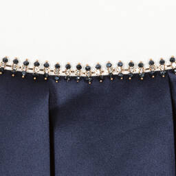 David Charles-Girls Navy Blue & White Satin Dress | Childrensalon Outlet