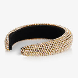 David Charles-Girls Padded Gold Diamanté Hairband | Childrensalon Outlet