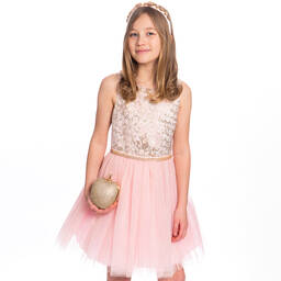 David Charles-Розовое платье с бантиками на спине | Childrensalon Outlet