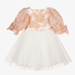 David Charles-Girls Pink Brocade Dress  | Childrensalon Outlet