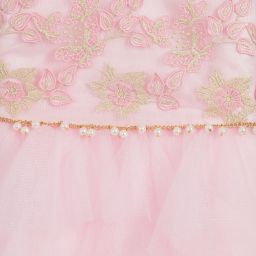 David Charles-Girls Pink Embroidered Dress | Childrensalon Outlet