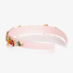 David Charles-Girls Pink Floral Hairband | Childrensalon Outlet