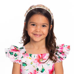 David Charles-Girls Pink Floral Hairband | Childrensalon Outlet
