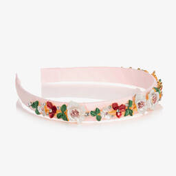 David Charles-Girls Pink Floral Hairband | Childrensalon Outlet