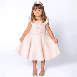 David Charles-فستان جاكارد لون زهري بنقشة ورود | Childrensalon Outlet