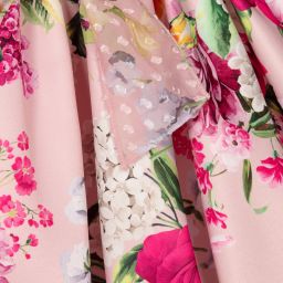 David Charles-فستان ساتان لون زهري بطبعة ورود | Childrensalon Outlet