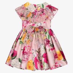 David Charles-فستان ساتان لون زهري بطبعة ورود | Childrensalon Outlet